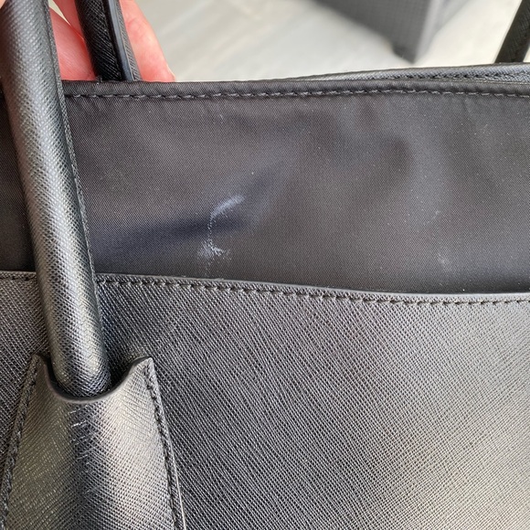 Henri Bendel Diaper Bag great work bag for laptop black leather purple interior - Picture 4 of 8